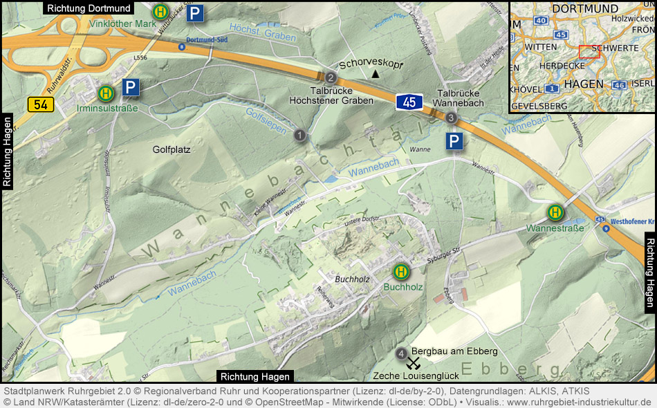 Übersichtskarte Wannebachtal Dortmund